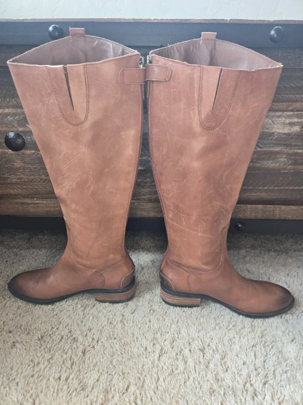 Sam Edelman Penny Leather Riding Boots Whiskey Brown Youth US Size 3/Womens 4.5